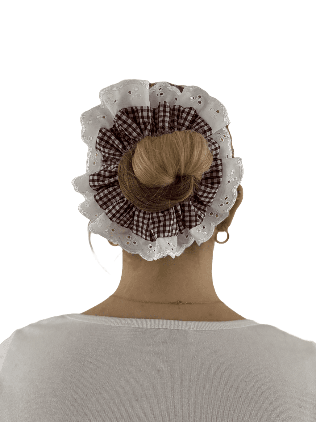 Burgundy gingham scrunchie