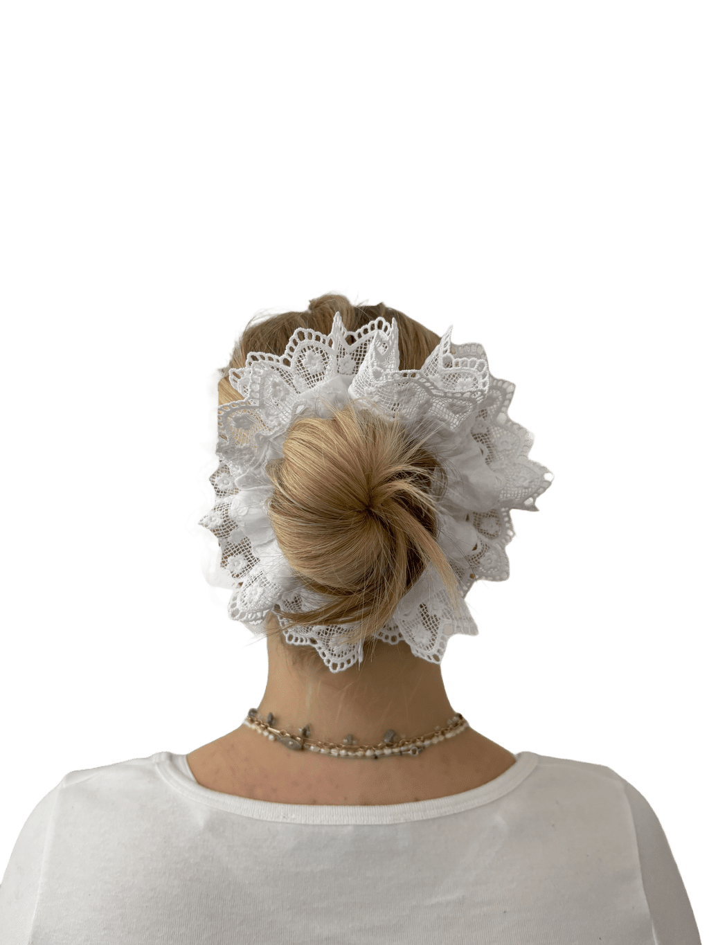 white lace scrunchie