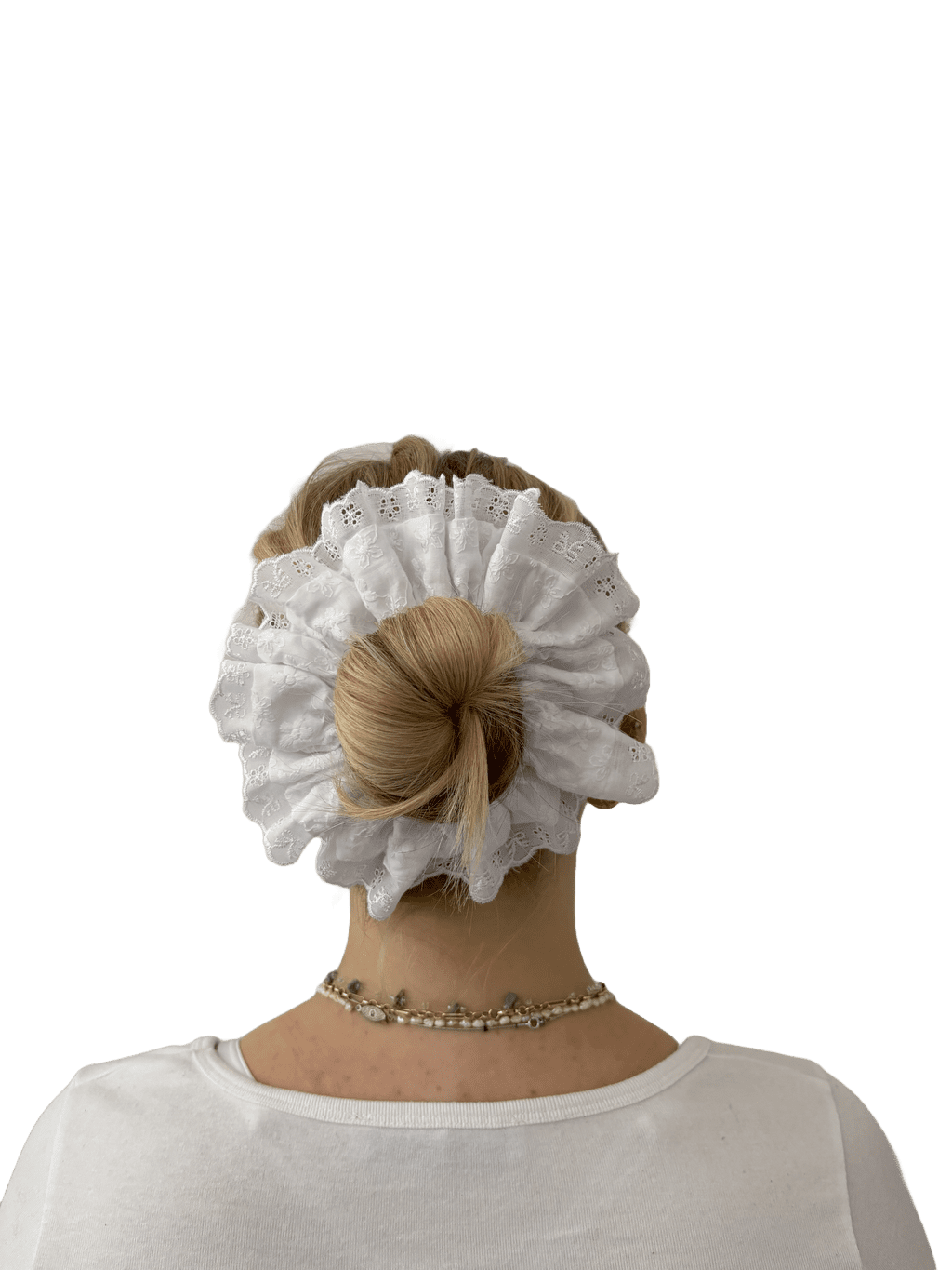 white lace scrunchie