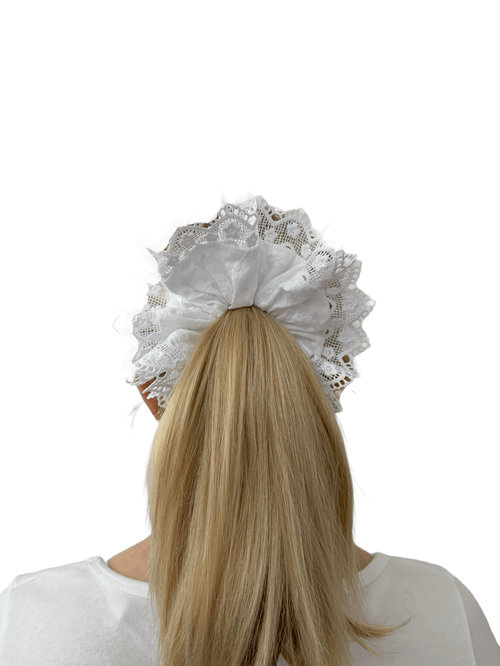 white lace scrunchie